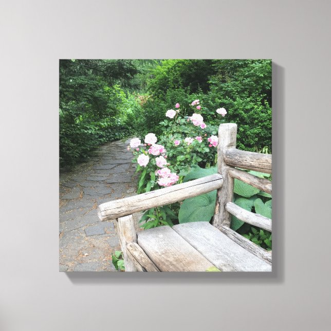 Shakespeare Garden Central Park NYC Pink Roses Canvas Print (Front)