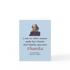 Shakespeare Gratitude Elegant Literary Bookish  Thank You Card