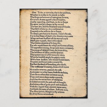 Shakespeare Hamlet Soliloquy Postcard by HumphreyKing at Zazzle