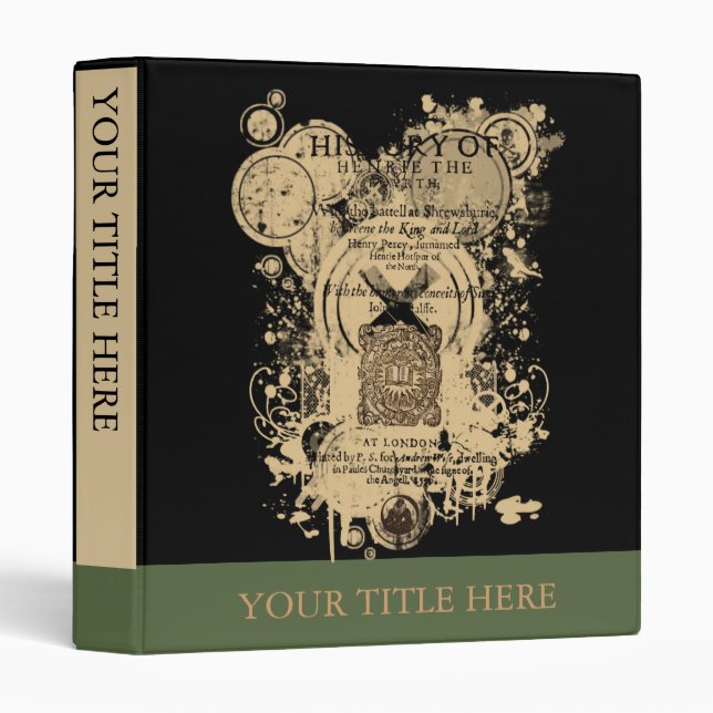 Shakespeare Henry IV Part I Quarto Front Piece 3 Ring Binder (Front/Spine)