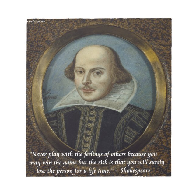 Shakespeare & His Famous Feelings Quote Notepad (Front)