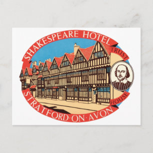 Shakespeare Hotel, Stratford on Avon Luggage Label Postcard