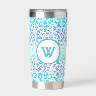 Shakespeare Icon BlueGreen on White Tumbler