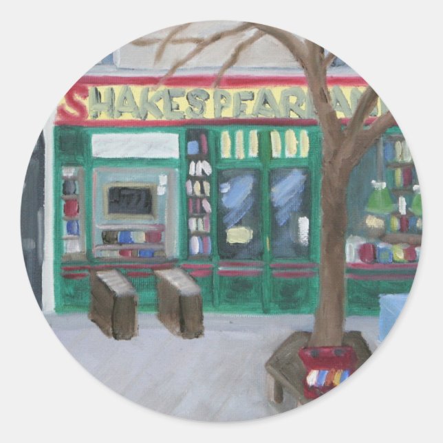 "SHAKESPEARE IN PARIS" CLASSIC ROUND STICKER (Front)