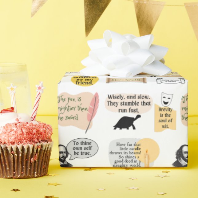 Shakespeare Inspiration Literary Bookish Theater Wrapping Paper (Birthday Party)