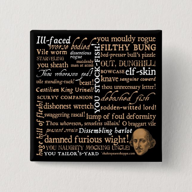 Shakespeare Insults Collection Button (Front)