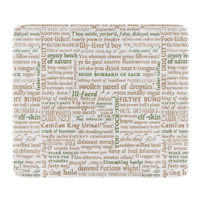 Shakespeare Insults Collection Cutting Board (Front)