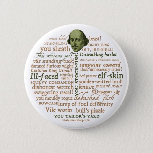 Shakespeare Insults Collection Pinback Button