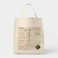 Shakespeare Print Canvas Tote Bag, Reusable Shopping Bags, Large