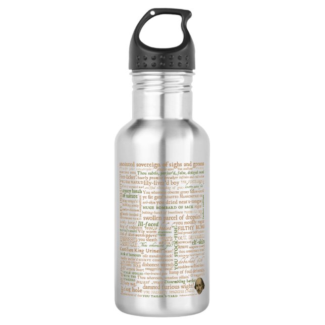 Shakespeare Insults Dark - Revised Edition ( Stainless Steel Water Bottle (Front)
