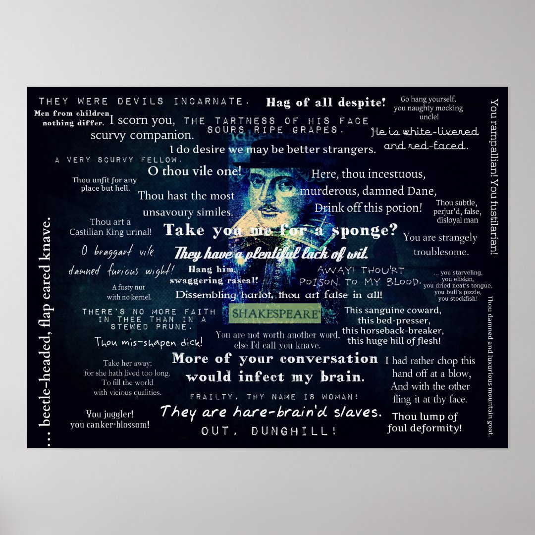 Shakespeare Insults Quotes Poster Zazzle