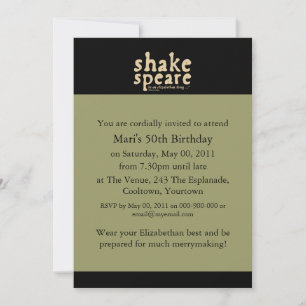 Shakespeare - it's an Elizabethan thing Invitation