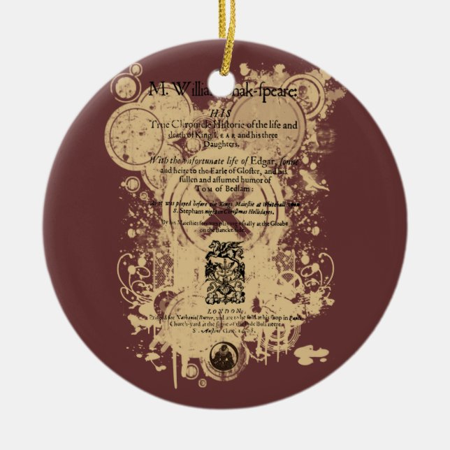 Shakespeare King Lear Quarto Front Piece Ceramic Ornament (Front)