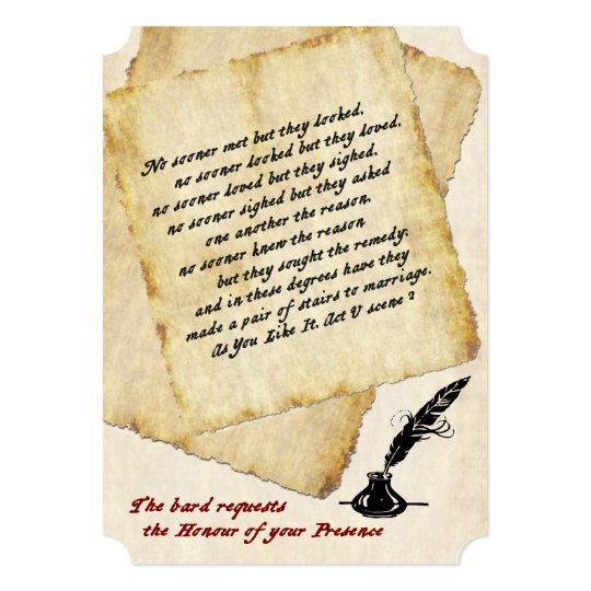 Shakespeare Love Quotations Wedding Invitation Zazzle Com