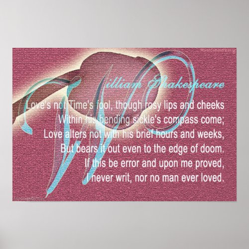 Shakespeare love Sonnet 116 poem quote poster