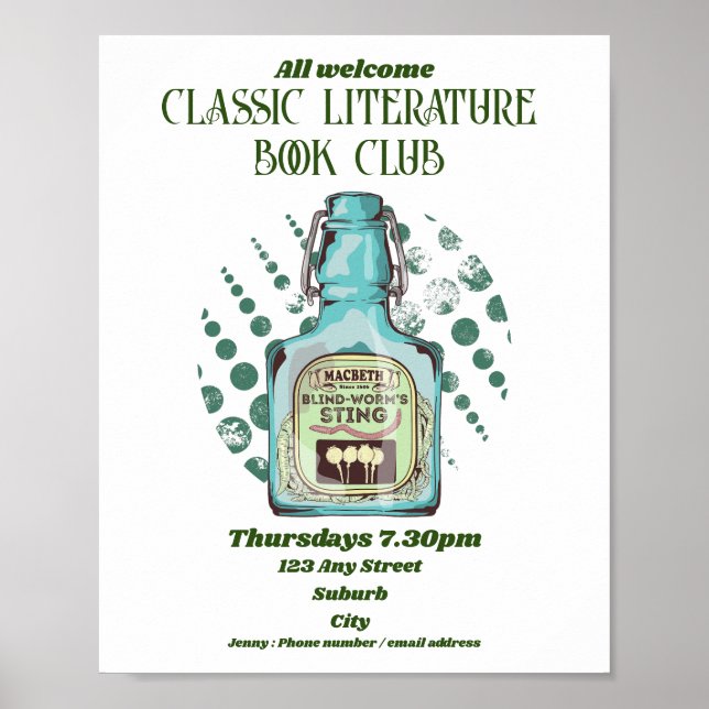 Shakespeare Macbeth Book Club Poster (Front)