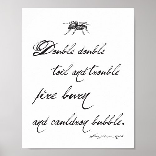 Shakespeare Macbeth Quote and Spider Halloween Poster