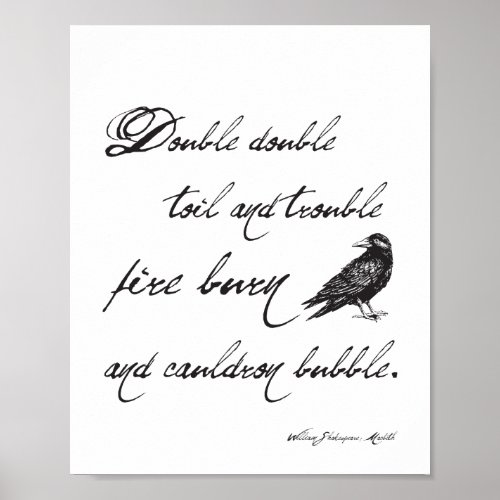 Shakespeare Macbeth Spell Quote and Crow Halloween Poster