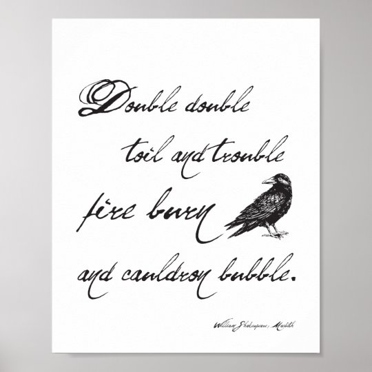 Shakespeare Macbeth Spell Quote and Crow Halloween Poster | Zazzle.com