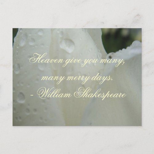 Shakespeare Merry Days Quote  White Holiday Postcard