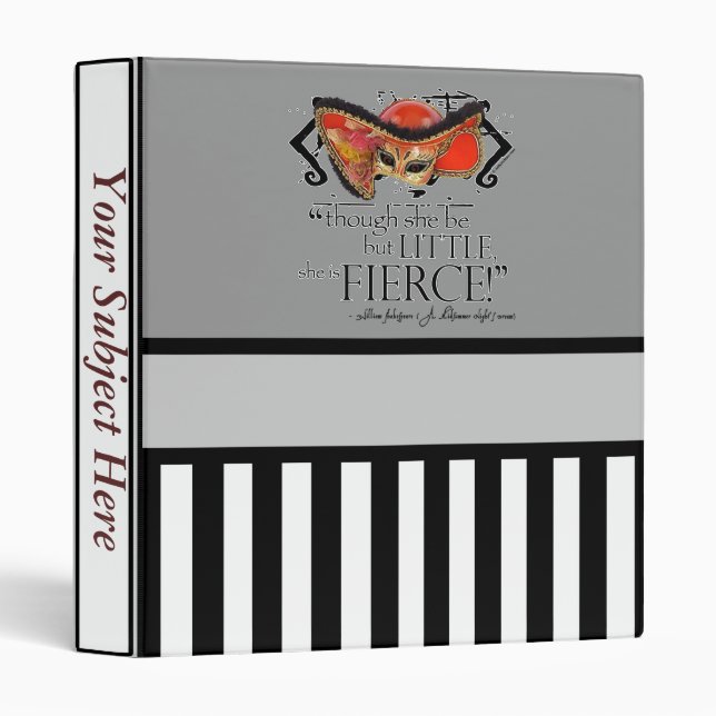 Shakespeare Midsummer Night's Dream Fierce Quote 3 Ring Binder (Front/Spine)