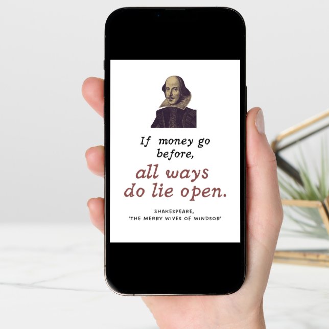 Shakespeare Money Quote Funny Nerd Graduation Card (Front Digital)