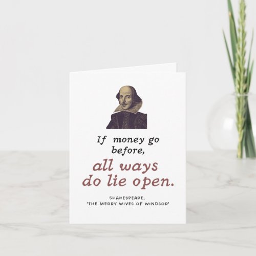 Shakespeare Money Quote Funny Nerd Graduation Card
