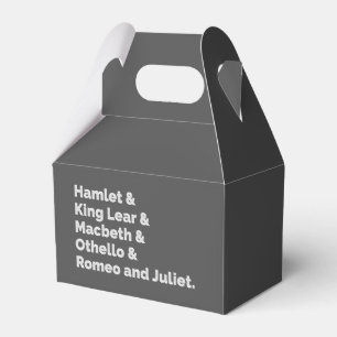 Shakespeare Plays I Favor Boxes