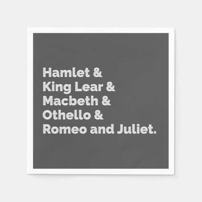 Shakespeare Plays I Paper Napkins (Front)
