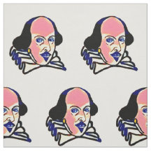 Shakespeare portrait fabric - white background