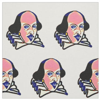 Shakespeare portrait fabric - white background