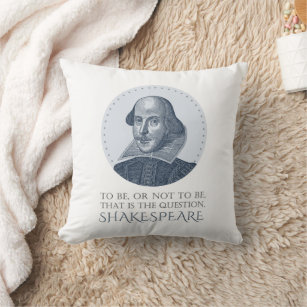 Shakespeare Portrait with To Be Or Not To Be Quote Throw Pillow
