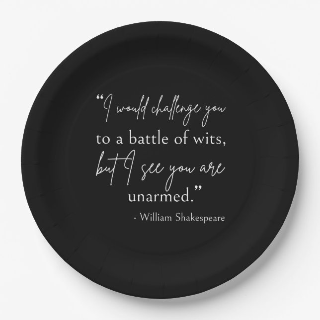 Shakespeare Quote - Battle Of Wits II Paper Plates (Front)