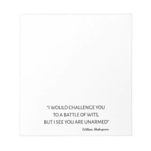 Shakespeare Quote - Battle Of Wits Notepad