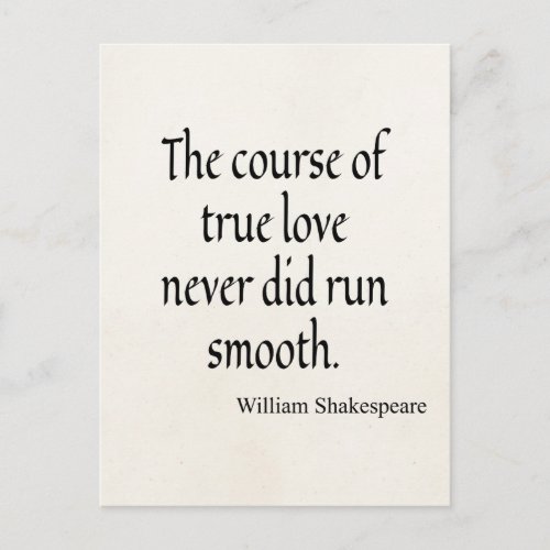 Shakespeare Quote Course of True Love Run Smooth Postcard