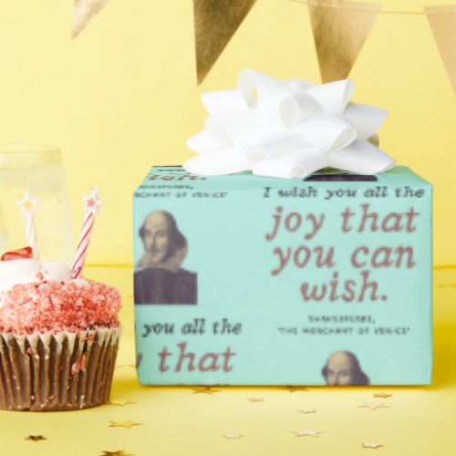 Shakespeare Quote Cute Scholarly Pink Birthday   Wrapping Paper