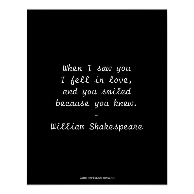 Shakespeare Quote - I Fell In Love Poster (Front)