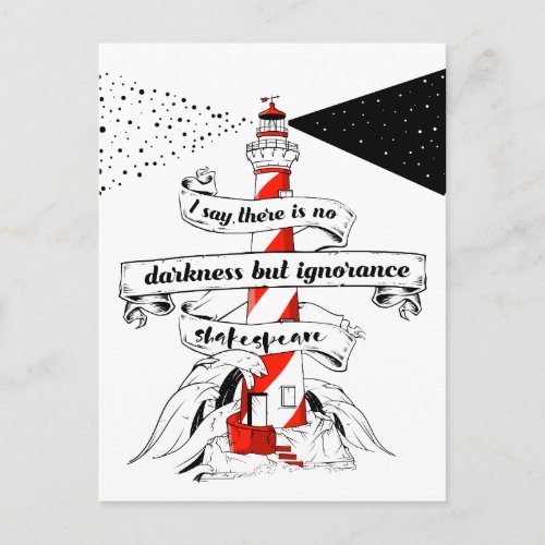 Shakespeare quote Lighthouse illustration Postcard