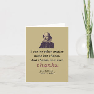 Shakespeare Quote Literary Gratitude Theater Letterpress Thank You Card