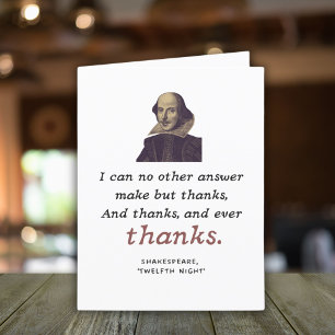 Shakespeare Quote Literary Gratitude Theater Letterpress Thank You Card