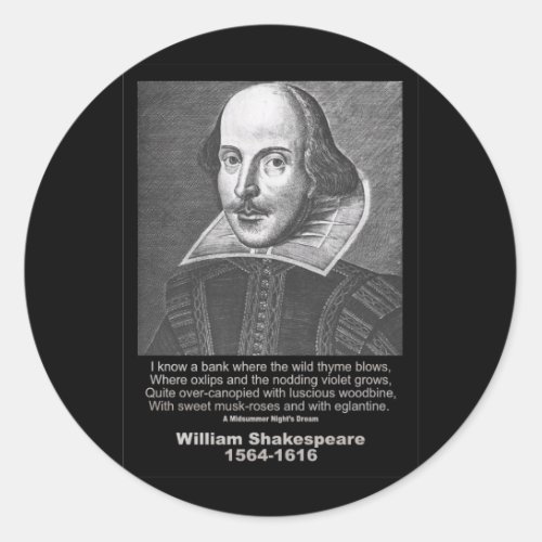 Shakespeare Quote Midsummer Nights Dream Classic Round Sticker