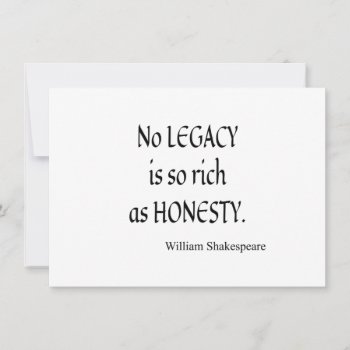 Shakespeare Quote No Legacy So Rich As Honesty by Coolvintagequotes at Zazzle