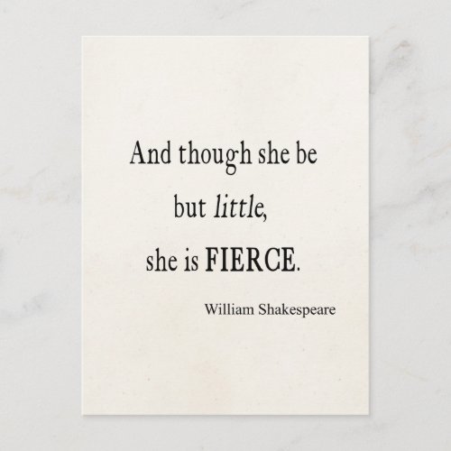 Shakespeare Quote She Be Little But Fierce Quotes Postcard