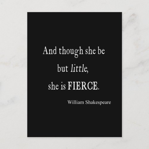 Shakespeare Quote She Be Little But Fierce Quotes Postcard