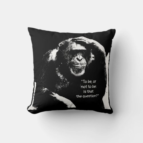 Shakespeare Quote Thinking Monkey Pop Art Throw Pillow