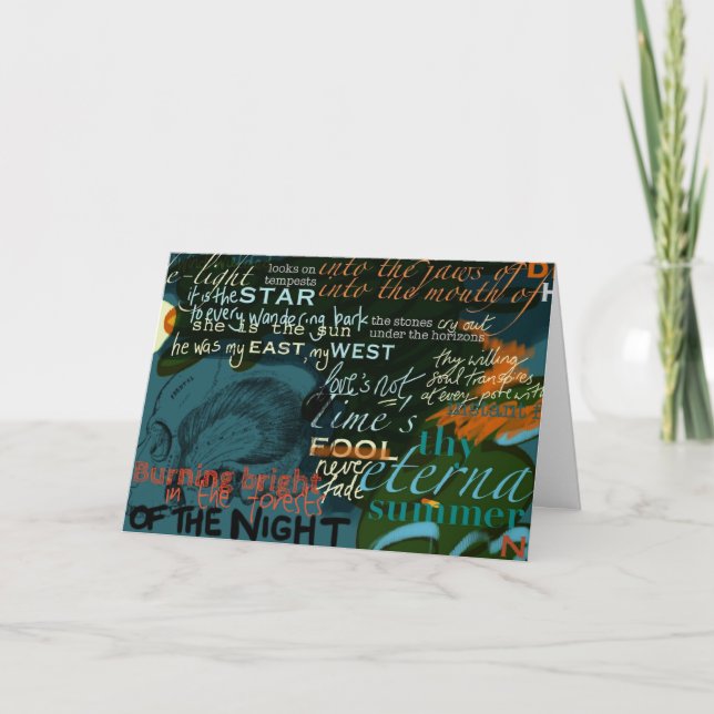 Shakespeare Quotes Love Poetry Dark Card (Front)
