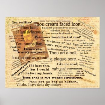 Shakespeare’s Best Insults Poster by shakespearequotes at Zazzle