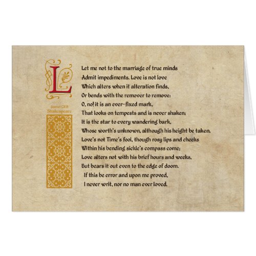 Shakespeare Sonnet 116 CXVI on Parchment