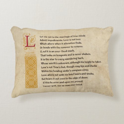 Shakespeare Sonnet 116 CXVI on Parchment Decorative Pillow