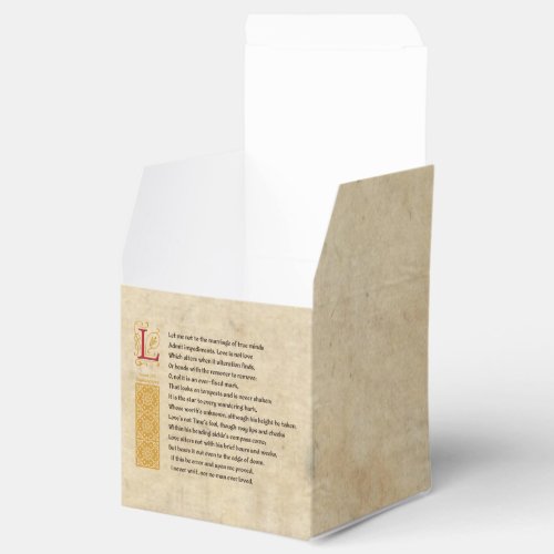 Shakespeare Sonnet 116 CXVI on Parchment Favor Boxes